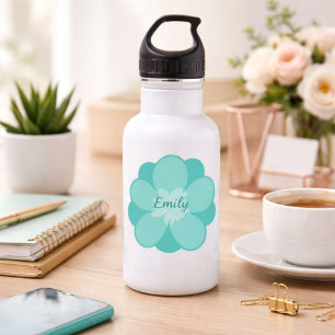 Mint Green Floral Custom Name 532 Ml Water Bottle