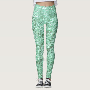 Mint green floral lace leggings