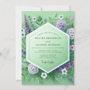 Mint Green Floral Meadow Wedding Invitation