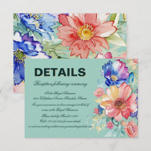 Mint Green Floral Modern Bold Wedding Enclosure Card