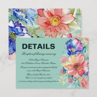 Mint Green Floral Modern Bold Wedding Enclosure Card