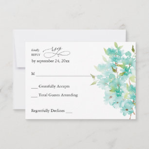 Mint Green Floral no Meal RSVP Card