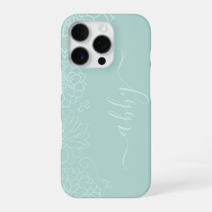 Mint Green Floral Script iPhone / iPad case