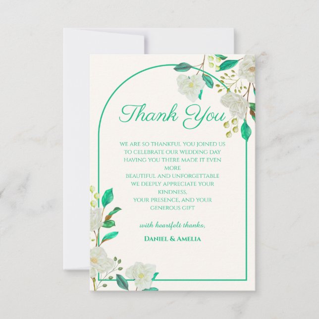Mint Green Floral Thank You Card (Front)