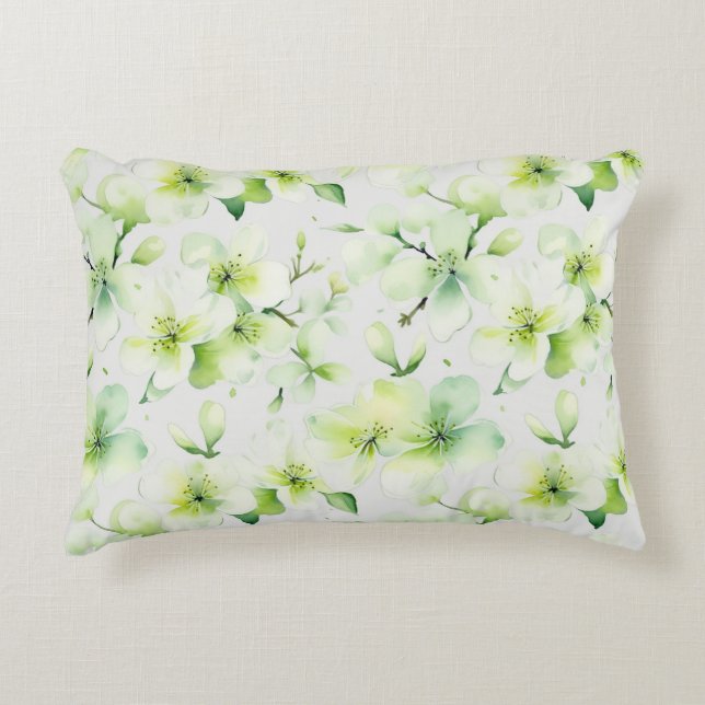 Mint Green Floral Tie Dye Decorative Cushion (Front)