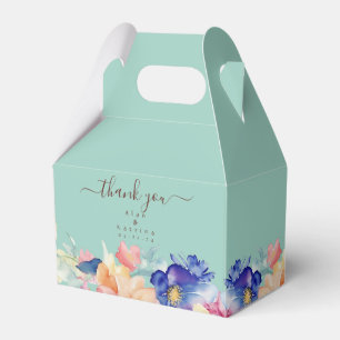 Mint Green Floral Wedding Gable Box Modern Party