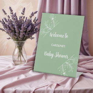Mint Green Floral Welcome Baby Shower Sign