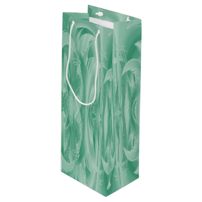 Mint Green Foliage Wine Gift Bag (Front Angled)