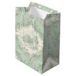 Mint Green French Country Floral Toile - Farmhouse Medium Gift Bag