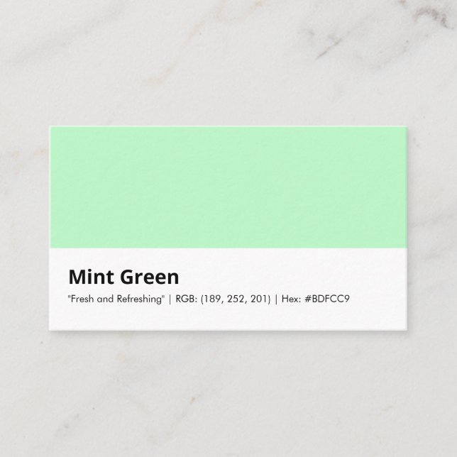 Mint Green | "Fresh and Refreshing"  Business Card (Front)