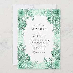 Mint Green Fresh Botanical Wedding Invitation