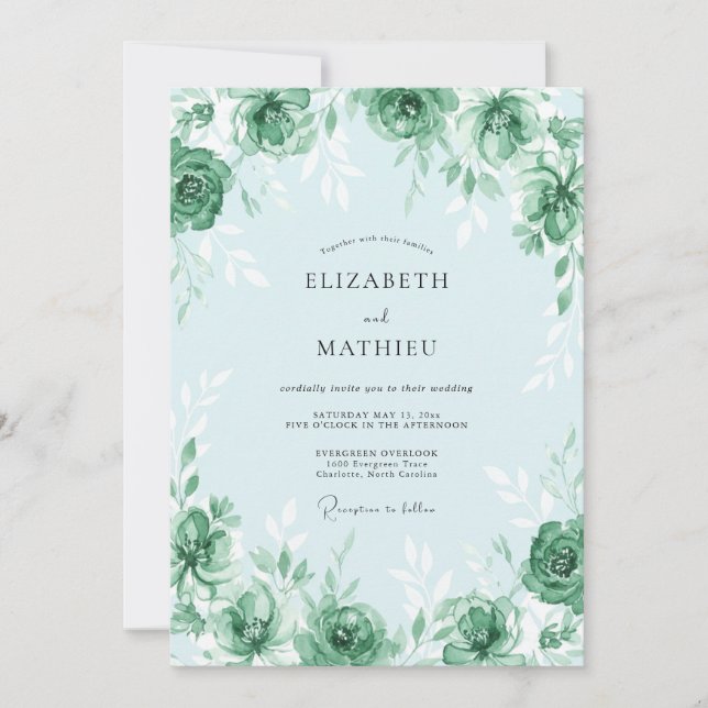 Mint Green Fresh Spring Wedding Invitation (Front)