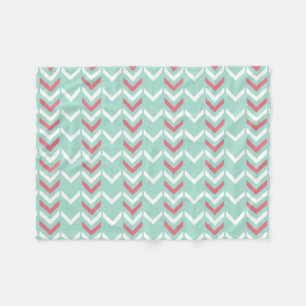 Mint Green Geometric Chevron Arrows Pattern Fleece Blanket