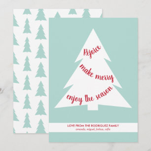 Mint Green Geometric Christmas Tree Holiday Script Card