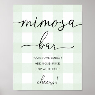 Mint Green Gingham Baby Shower Mimosa Bar Sign