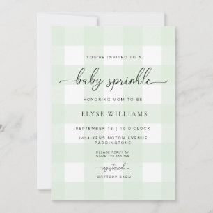 Mint Green Gingham Baby Sprinkle Invitation