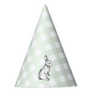 MInt Green Gingham Bunny Rabbit Party Hat