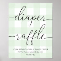 Mint Green Gingham Diaper Raffle Poster
