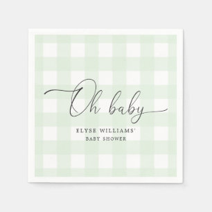 Mint Green Gingham Oh Baby Paper Napkin