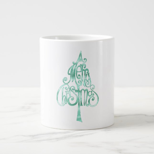 Mint Green Glam Christmas Large Coffee Mug (Front)