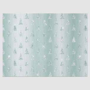 Mint Green Glitter Sparkle Christmas Trees  Tissue Paper