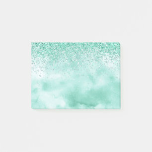 Mint Green Glitter Watercolor Post-it Notes