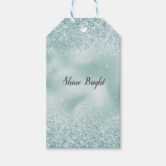 Mint Green Glitzy Glitter          Gift Tags (Front)