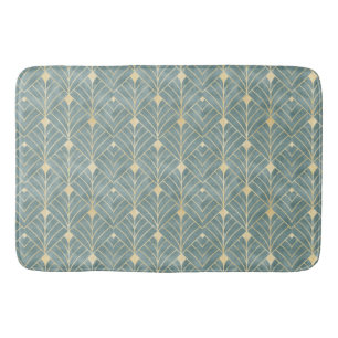 Mint Green,gold,Art Deco pattern,vintage,retro ,Me Bath Mat