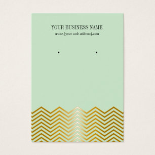 Mint Green Gold Chevron Custom Earring Card