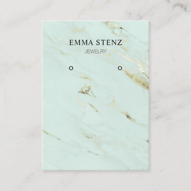Mint Green Gold Marble  • Earring Jewellery Displa Business Card (Front)