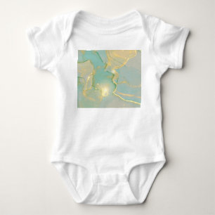 Mint Green Gold Marble: Textured Baby Bodysuit