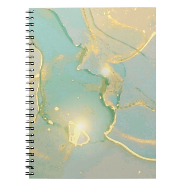 Mint Green Gold Marble: Textured Notebook (Front)
