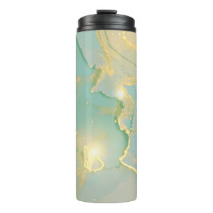 Mint Green Gold Marble: Textured Thermal Tumbler