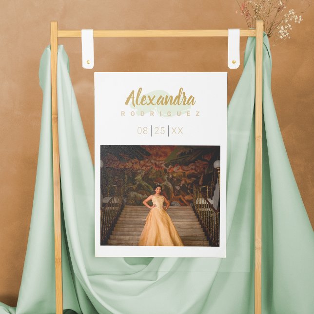 Mint Green & Gold Photo Quinceanera  Poster (Creator Uploaded)