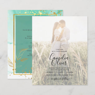 Mint Green Gold WEDDING Alcohol Ink Abstract
