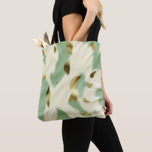 Mint Green Gold White Cowhide Tote Bag