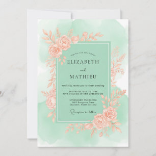 Mint Green Graceful Spring Wedding Invitation