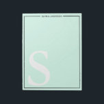 Mint Green Graphic Monogram Personalised Name Notepad<br><div class="desc">Mint Green Graphic Monogram Personalised Name Notepad. Personalise this custom design with your own name and monogram.</div>