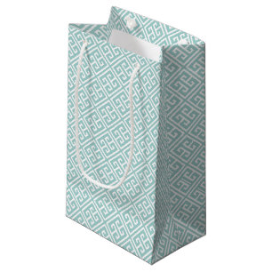 Mint Green Greek Key Pattern Small Gift Bag