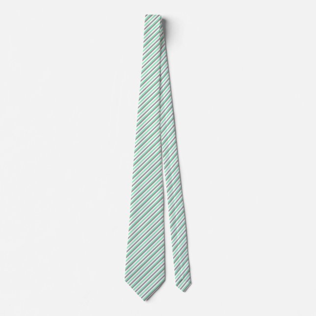 Mint Green, Grey and White Stripes Tie (Front)