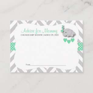 Mint Green & Grey Elephant Baby Shower SM - Advice Appointment Card