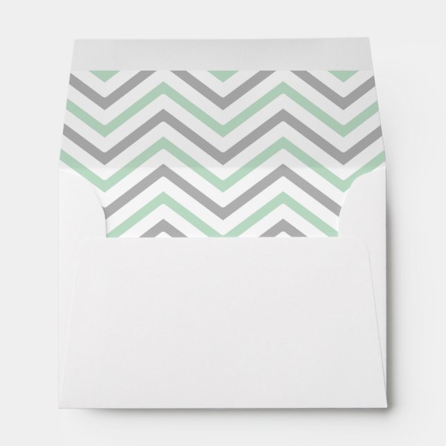Mint Green Grey Grey Chevron Lined Envelopes (Back (Bottom))