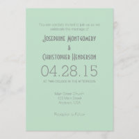 Mint Green Grey Simple Modern Wedding Invitation