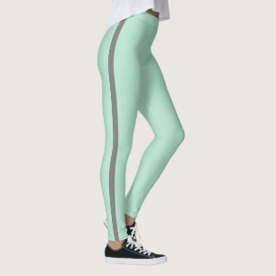 Mint Green Grey Stripe Leggings