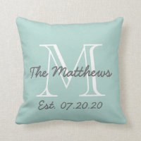 Mint Green Grey White Family Monogram