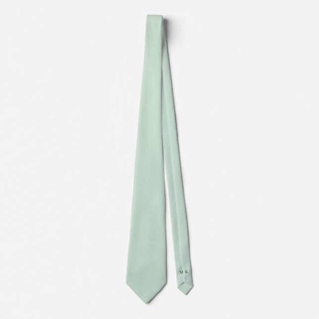 Mint Green Groom and Groomsmen Initials Wedding Tie (Front)