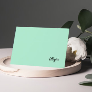 Mint Green Handwritten Name Note Cards