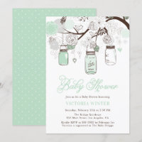 Mint Green Hanging Mason Jars Floral Baby Shower