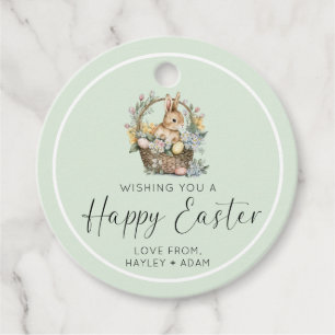 Mint Green Happy Easter Bunny Favour Tags