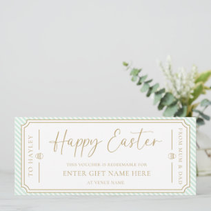 Mint Green Happy Easter Gift Voucher Card